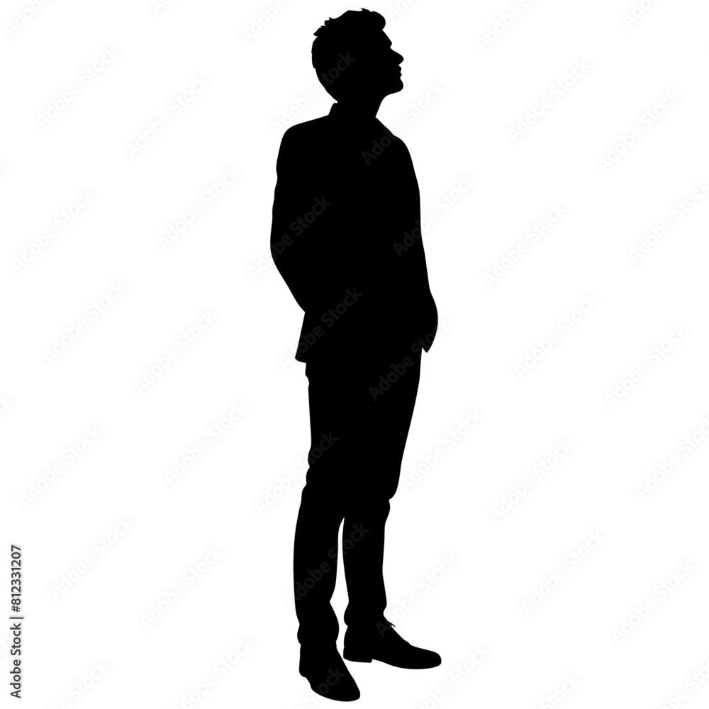 A man look up vector silhouette black colour illustration isolated white background A man look up vector silhouette black colour illustration isolated white background