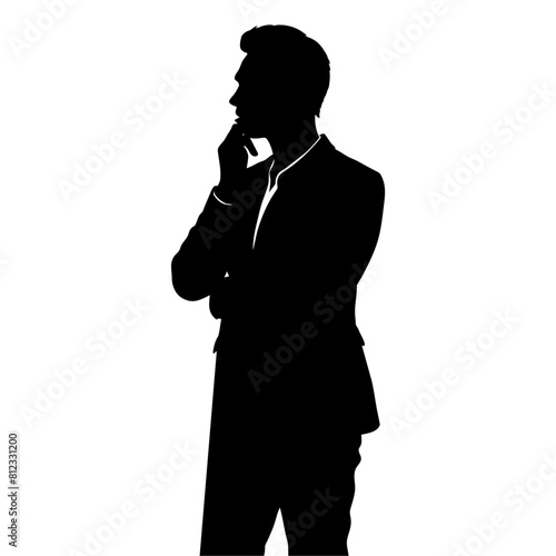 A man look up vector silhouette black colour illustration isolated white background