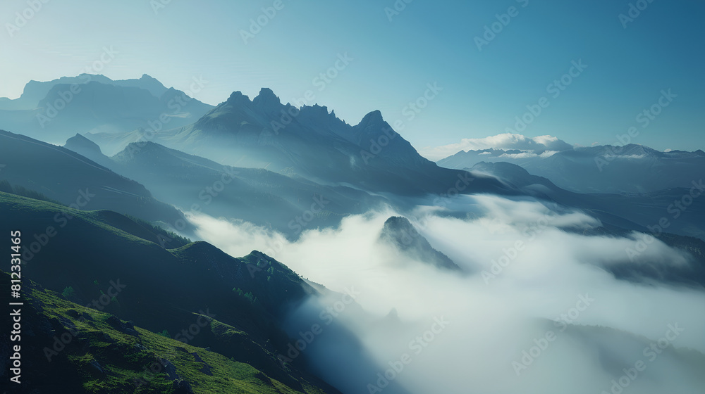 mountain landscape with mist
