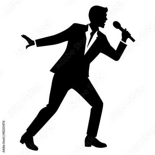 a pop singer dancing in the street with a microphone, showcasing dynamic dance moves and singing passionately