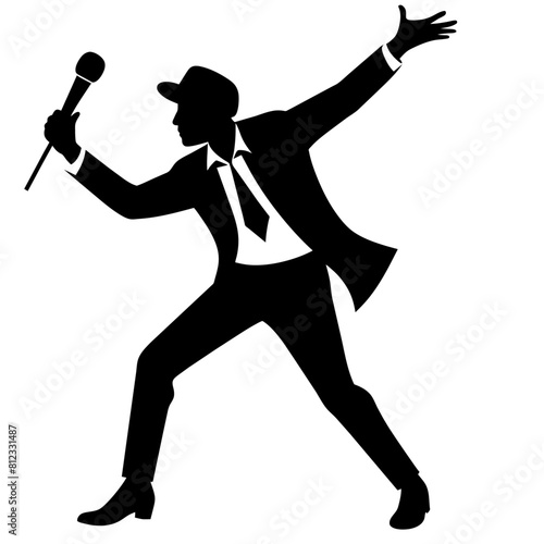 a pop singer dancing in the street with a microphone, showcasing dynamic dance moves and singing passionately