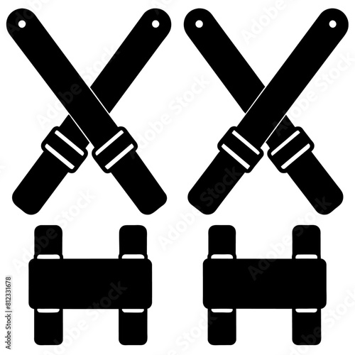 Car Belt icon set vector silhouette