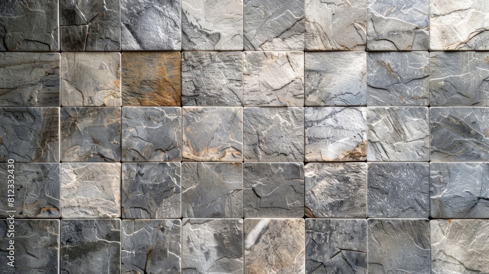 Fototapeta premium Grey and brown stone wall tiles.