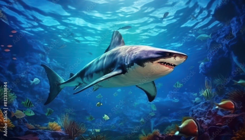 Obraz premium The Orcinus Orca in the ocean, portrait of Orca hunting prey in the underwater
