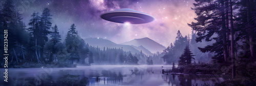 Mystic UFO Sighting over Tranquil Lake in a Starlit Night