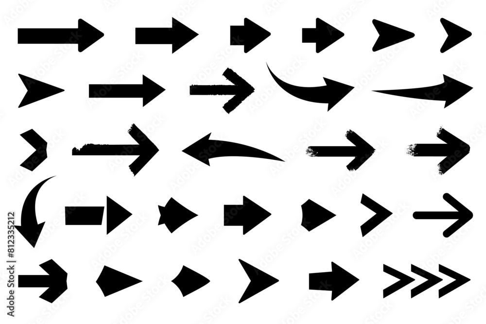 Black vector arrows icons set Black vector arrows icons set