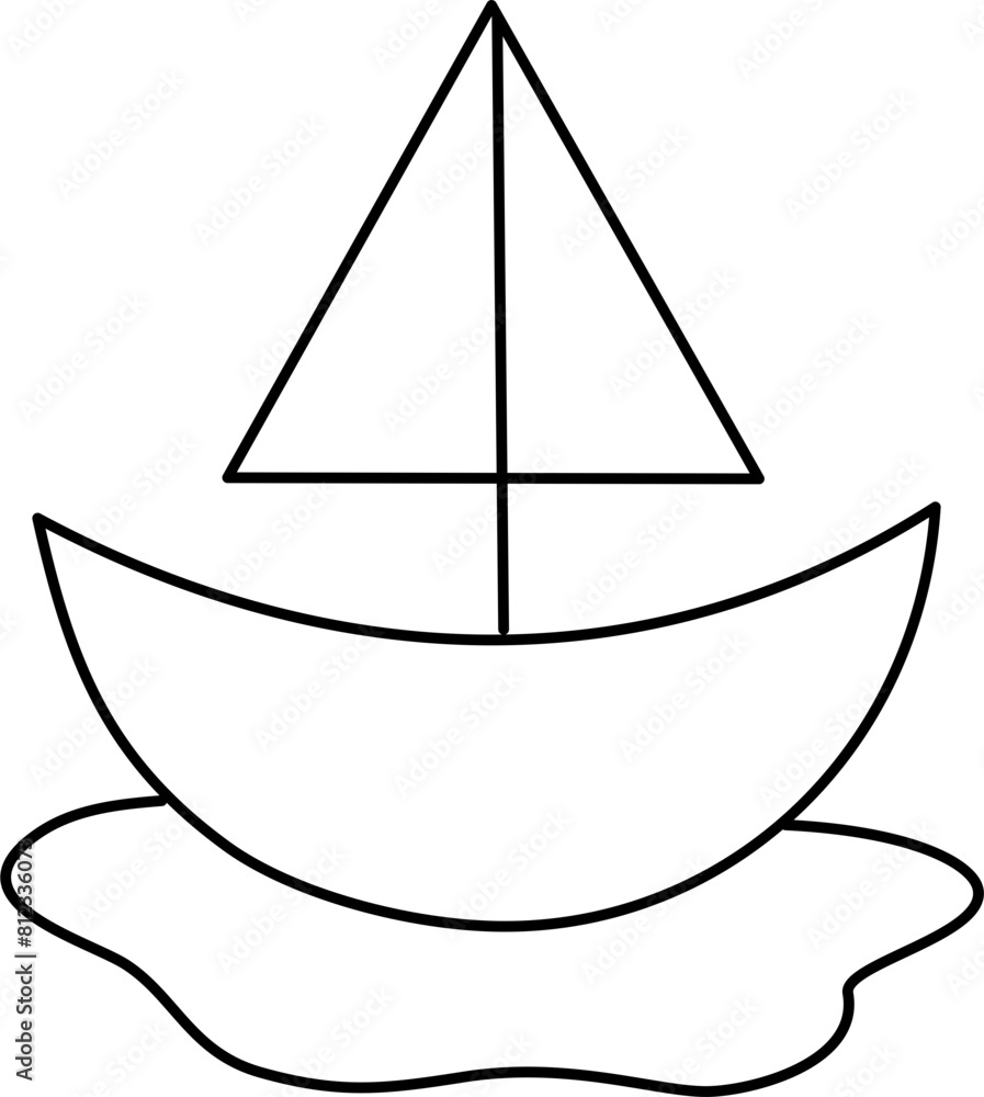 Fototapeta premium sailboat lamp kidcore lineart