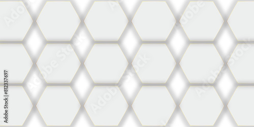 Abstract hexagon background. Futuristic abstract honeycomb mosaic white technology background. Surface polygon pattern with glowing hexagon paper texture vector grid tile and mosaic struct.