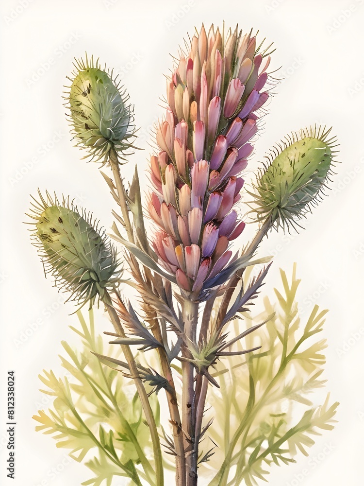 Broom Prickly Flower Watercolor Plant Nature Art Broom Prickly Flower Watercolor Plant Nature Art