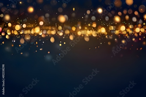backgroundabstract sparkle bokeh light effect with navy blue background. Generative AI  photo