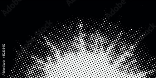 Dot white black pattern gradient texture background. Abstract pop art halftone and retro style.