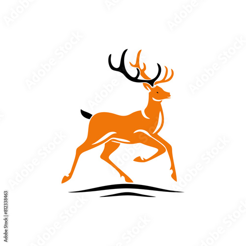 Modern minimalist flat deer animal logo and icon