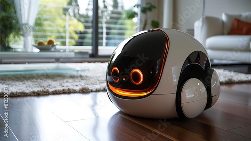 Imagine a robotic pet designed to provide companionship and assistance to elderly individuals in their homes photo