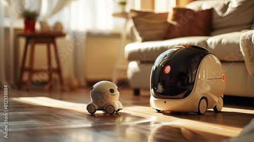 Imagine a robotic pet designed to provide companionship and assistance to elderly individuals in their homes photo
