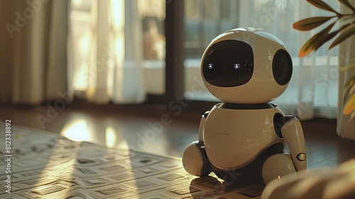 Imagine a robotic pet designed to provide companionship and assistance to elderly individuals in their homes photo