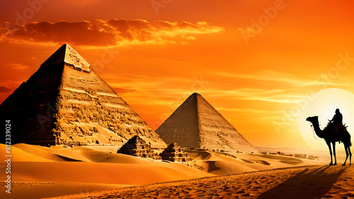 sunset in the egyptian pyramids