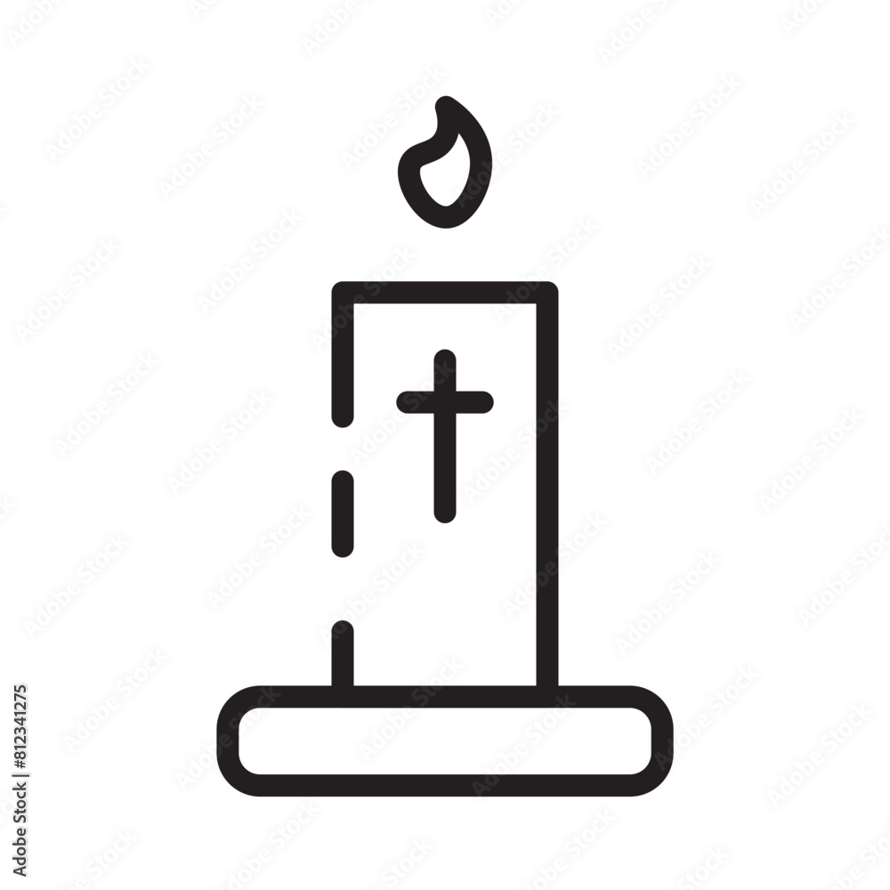 Candle Cross Easter Line Icon Candle Cross Easter Line Icon