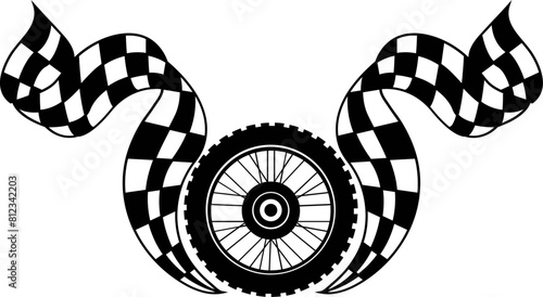 Modern Vector black and white checkered auto racing flags and finishing tape svg  vector
