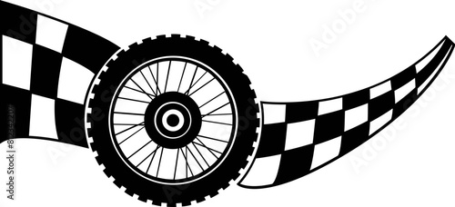 Modern Vector black and white checkered auto racing flags and finishing tape svg  vector
