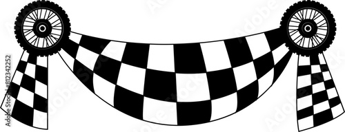 Modern Vector black and white checkered auto racing flags and finishing tape svg  vector	
