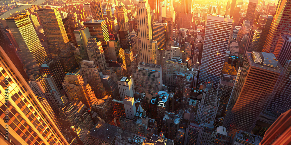 Bustling Metropolis: A wall-to-wall view of a vibrant cityscape, with ...