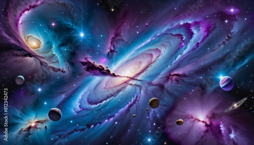 background blue purple nebula banner space galaxy outer astronomy star science night universe cosmic astrology celestial exploration deep planetary milky way interstellar dark sky meteorite starlight