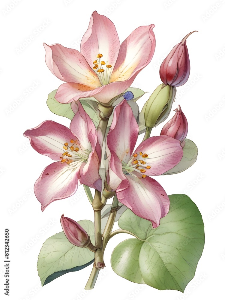 Obraz premium Buckbean Flower Watercolor Plant Nature Art