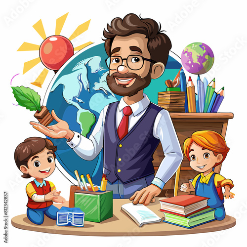 Happy Teacher Day Vector Illustration