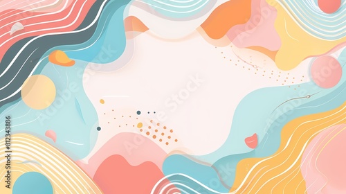 Abstract pastel waves and shapes forming a vibrant background