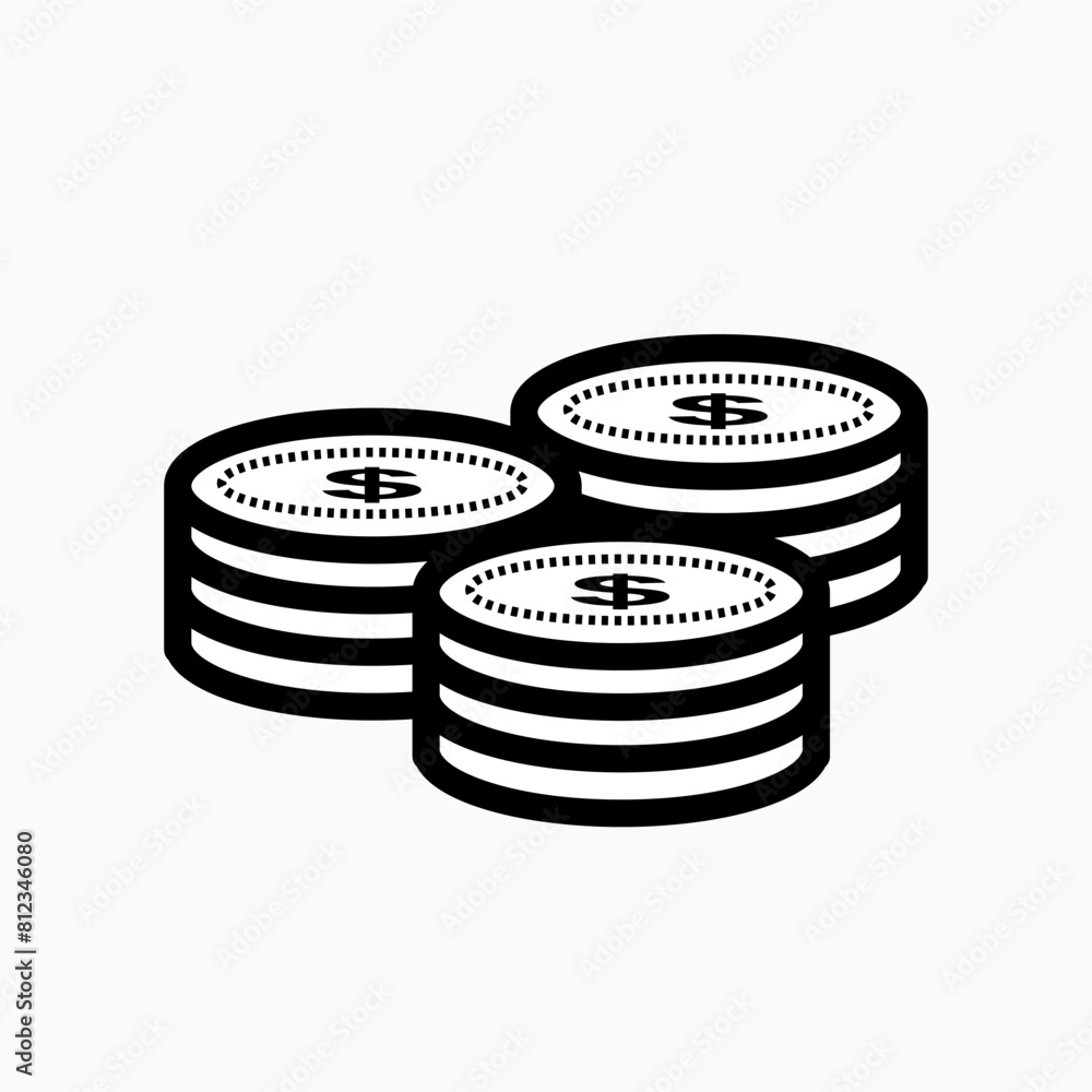 Coins Icon. Money, Investment Symbol for Design and Websites, Presentation or Mobile Application. Coins Icon. Money, Investment Symbol for Design and Websites, Presentation or Mobile Application.