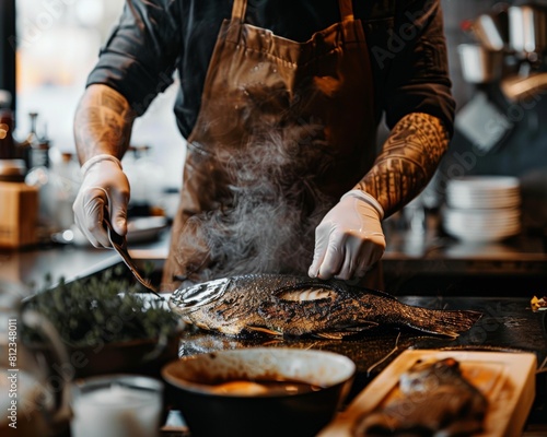 Chef pairing flounder with specialty coffees at a hip cafe aromatic and flavorful