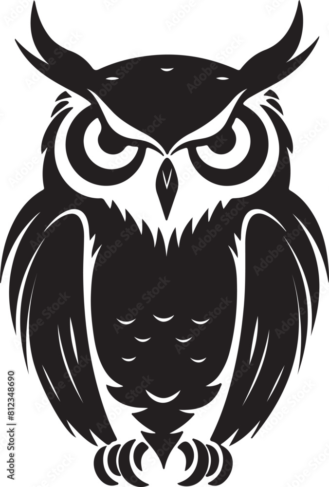 Obraz premium Owl Silhouette Vector Illustration White Background