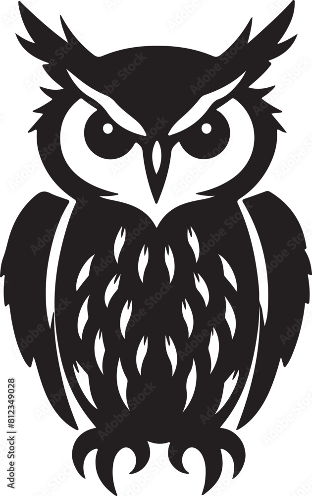 Owl Silhouette Vector Illustration White Background Owl Silhouette Vector Illustration White Background