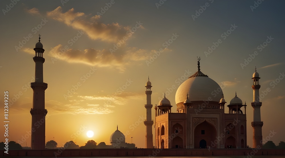 Sunset view Badshahi mosque Lahore city.generative.ai
