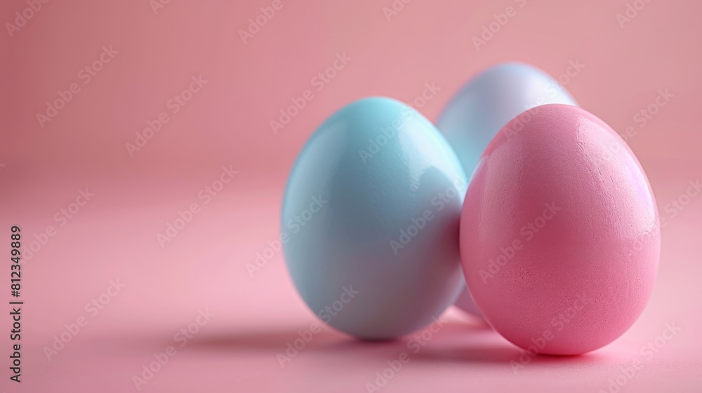 Pastel Colored Easter Eggs on Pink Background Pastel Colored Easter Eggs on Pink Background