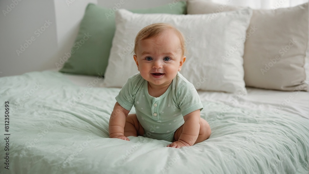 1 Adorable baby boy in white sunny bedroom. Newborn child relaxing in bed. Nursery for young children. Textile and bedding for kids. Family morning at home. New born kid during tummy time with toy 1 Adorable baby boy in white sunny bedroom. Newborn child relaxing in bed. Nursery for young children. Textile and bedding for kids. Family morning at home. New born kid during tummy time with toy
