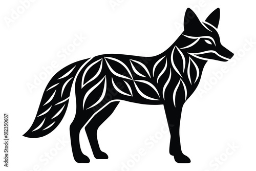 Template for laser cutting, wood carving, paper cut. Silhouettes for cutting. Fox vector stencil