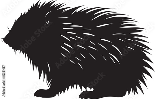 Porcupine Silhouette Vector Illustration White Background