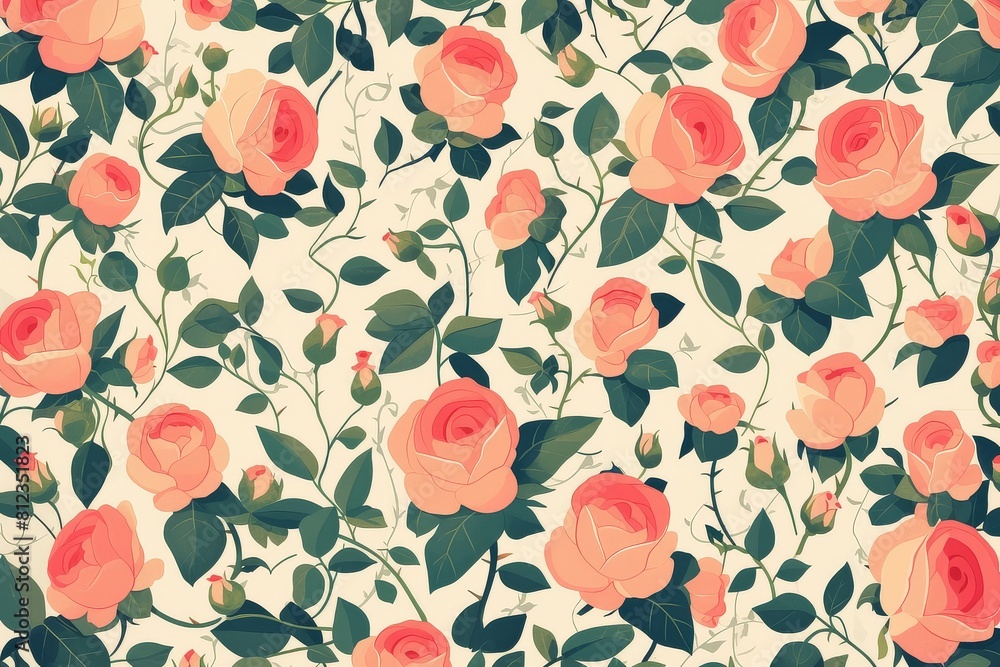 Timeless Elegance A Repeating Pattern of Roses and Ivy Leaves Timeless Elegance A Repeating Pattern of Roses and Ivy Leaves