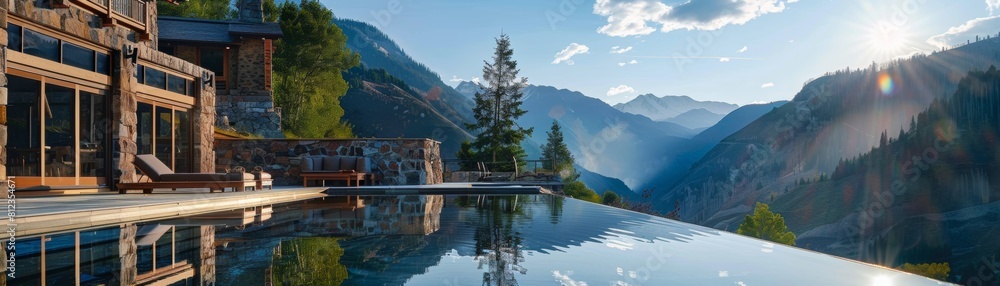 Fototapeta premium Chef serving flounder at a mountain retreat high-altitude flavors