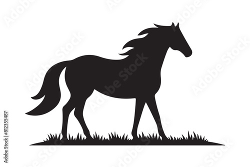 isolated black silhouette of a horse collection, Set of horse silhouette vector. A silhouette of a running horse, horse silhouette vector illustration