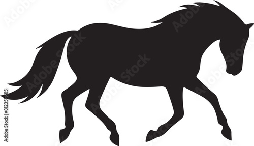 isolated black silhouette of a horse collection, Set of horse silhouette vector. A silhouette of a running horse, horse silhouette vector illustration