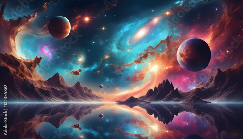 A celestial-themed artwork featuring cosmic elements like stars, galaxies, and nebulae, reflecting the beauty and vastness of the universe. AI generated.
