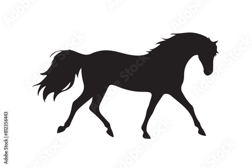 isolated black silhouette of a horse collection, Set of horse silhouette vector. A silhouette of a running horse, horse silhouette vector illustration