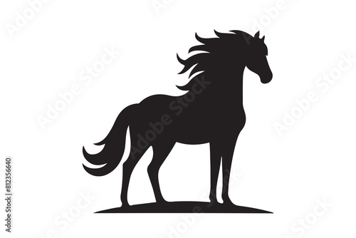 isolated black silhouette of a horse collection, Set of horse silhouette vector. A silhouette of a running horse, horse silhouette vector illustration