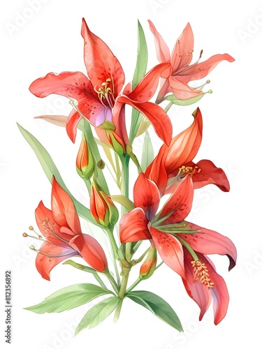Clianthus Flower Watercolor Plant Nature Art photo