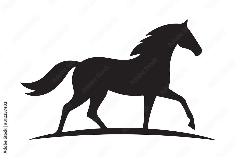 isolated black silhouette of a horse collection, Set of horse silhouette vector. A silhouette of a running horse, horse silhouette vector illustration