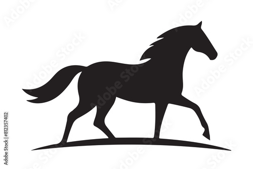 isolated black silhouette of a horse collection, Set of horse silhouette vector. A silhouette of a running horse, horse silhouette vector illustration