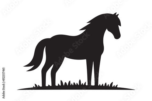 isolated black silhouette of a horse collection, Set of horse silhouette vector. A silhouette of a running horse, horse silhouette vector illustration