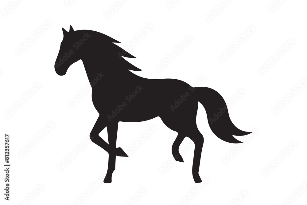 Obraz premium isolated black silhouette of a horse collection, Set of horse silhouette vector. A silhouette of a running horse, horse silhouette vector illustration